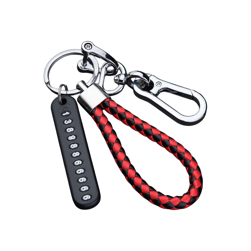 Picture of Anti-Lost Keychain Pendant With Phone Number Strip Braided Rope Car Keychain Keyring
