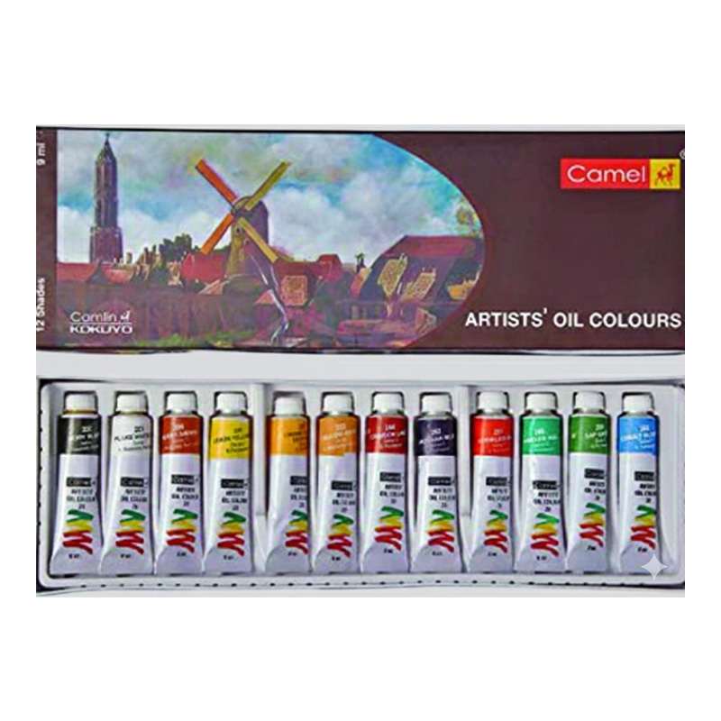 Picture of Camel Artists' Oil Colour 12 Assorted Colours Set (9ml Tubes) For Drawing