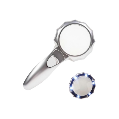 Picture of Illuminated Pocket Magnifier 4X 75mm Handheld with 6 LED Lights for Low Vision Aid Magnifier Magnifier for Reading Magnifier