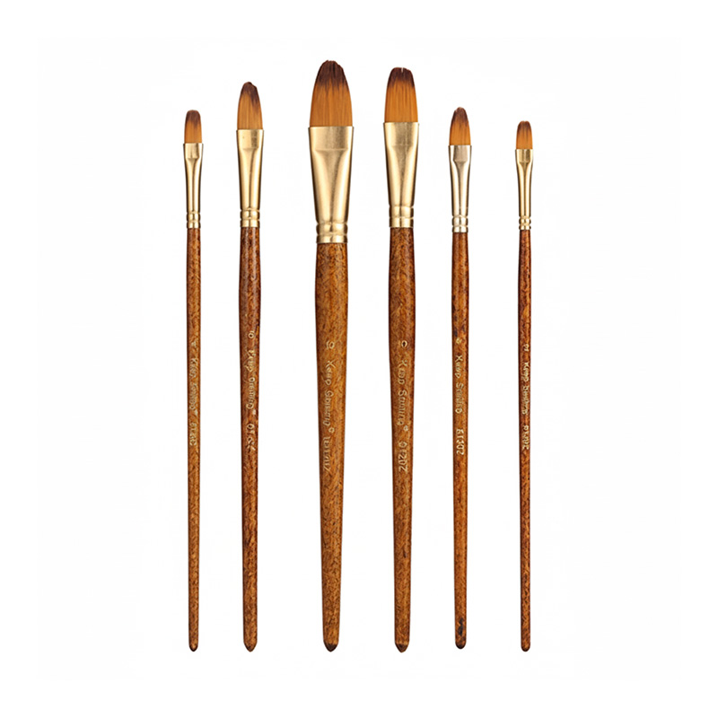 Picture of KeepSmiling Artist Filbert Paint Brush Set, Suitable for Water & Acrylic & Oil Color paint 6 Pcs