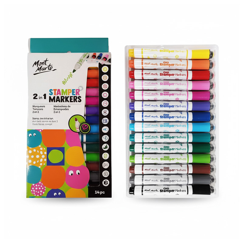 Picture of Mont Marte 2 in 1 Stamper Markers Creative Stamp Craft Set 14 Pcs (Multicolor)