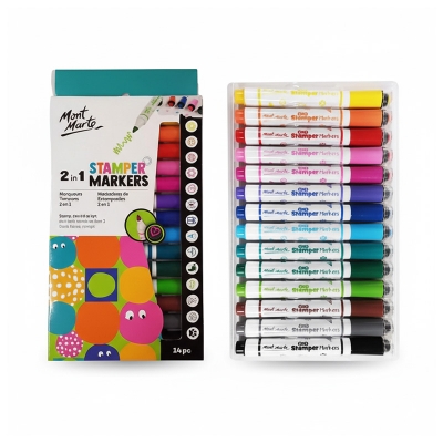 Picture of Mont Marte 2 in 1 Stamper Markers Creative Stamp Craft Set 14 Pcs (Multicolor)