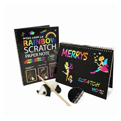 Picture of Rainbow Scratch Paper Note Book & Scratch Paper Black Diy Drawing Toys Scraping Painting Kid Doodle