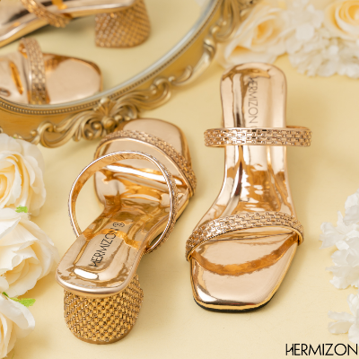 Picture of Nova Rose Gold Block Heel Party Heel Sandal for Women