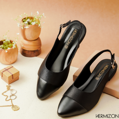 Picture of Hermizon Tamara Black Fashion Pump Sandal for Women