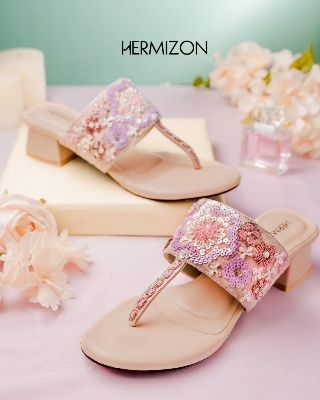 Picture of Pink Faux Leather Violetta Block Heel Sandals for Women - Shoe For Women