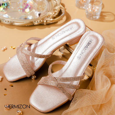 Picture of Rose Gold Brielle Low Block Heel Sandals for Women - Shoe For Women