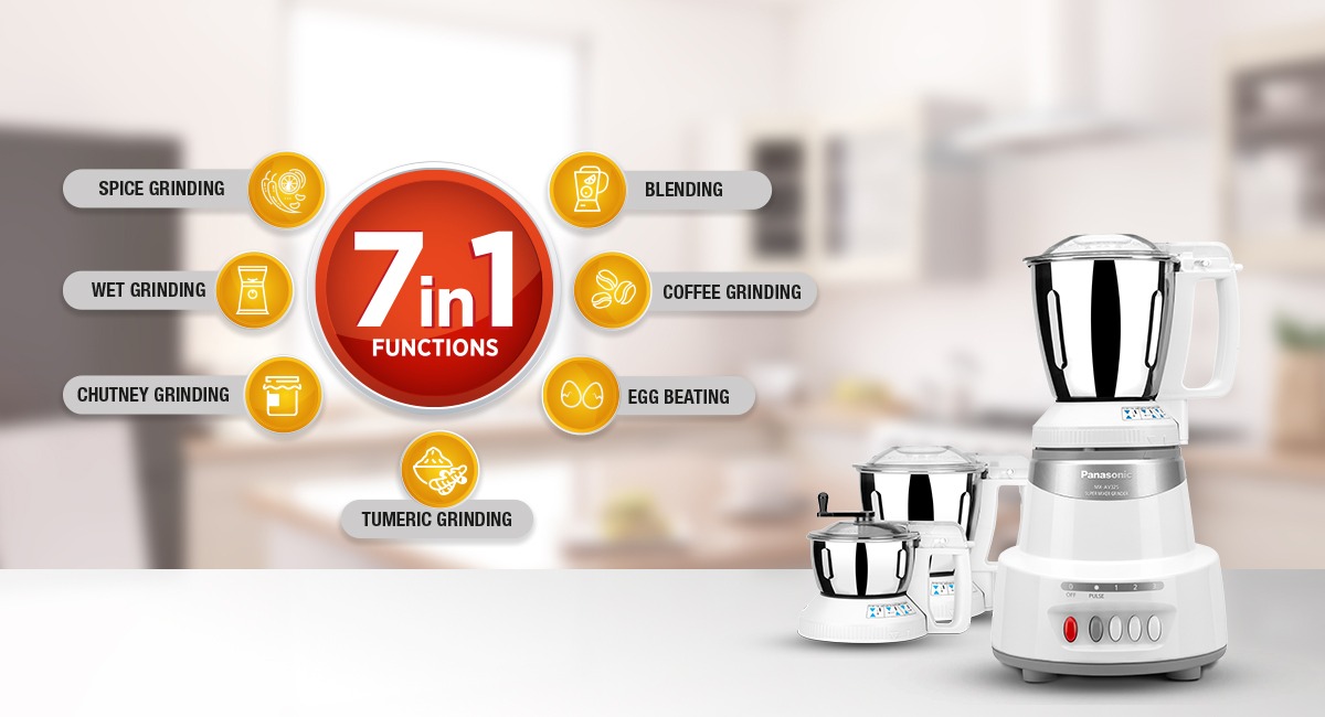 Picture of Panasonic 1500 Watt Mixer Grinder  3 in 1 Marbel Silver (MX-AV325)