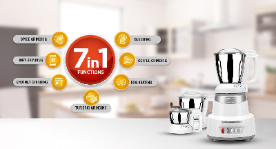 Picture of Panasonic 1500 Watt Mixer Grinder  3 in 1 Marbel Silver (MX-AV325)