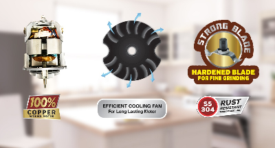 Picture of Panasonic 1500 Watt Mixer Grinder  3 in 1 Marbel Silver (MX-AV325)