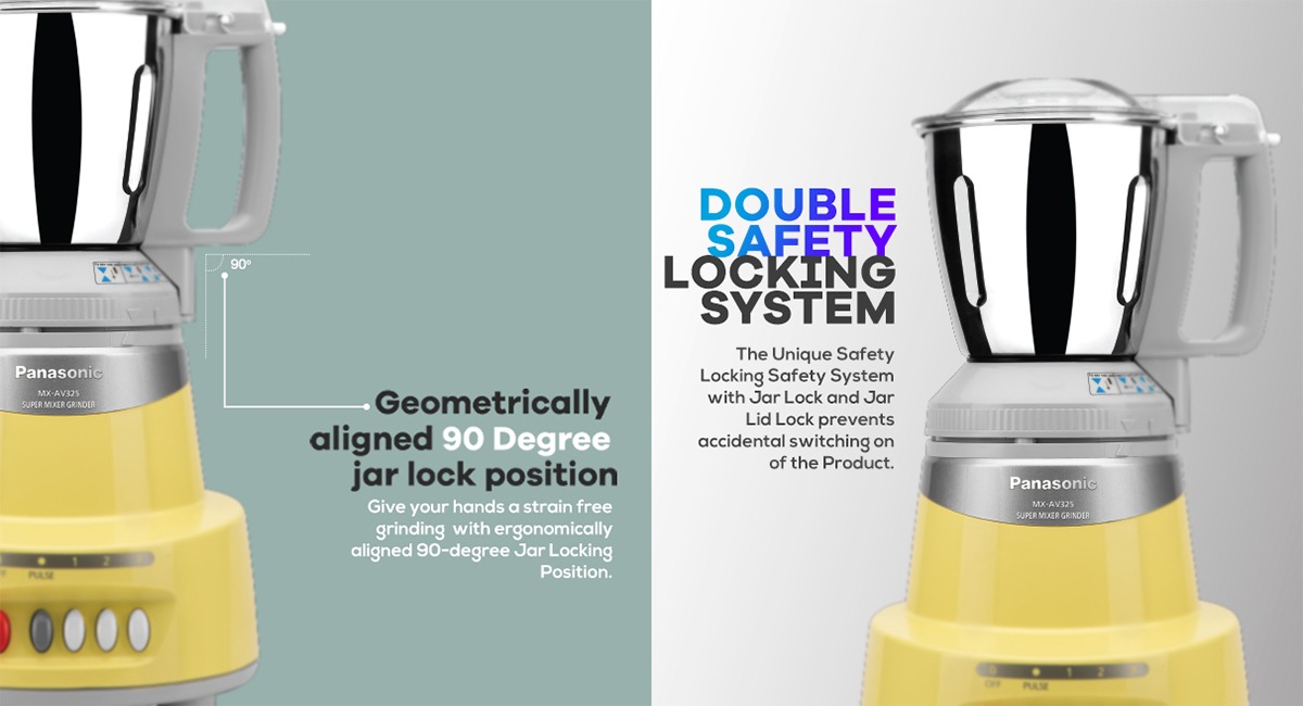 Picture of Panasonic 1500 Watt Mixer Grinder 3 in 1 Topaz Yellow (MX-AV325)