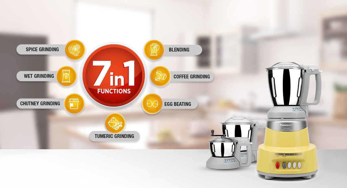 Picture of Panasonic 1500 Watt Mixer Grinder 3 in 1 Topaz Yellow (MX-AV325)