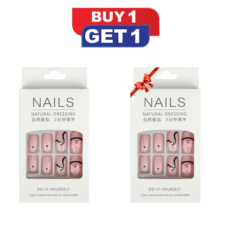 Picture of Natural Dressing Fake Nails Square Nail Easy Press-on nails (Buy 1 Get 1 Free)