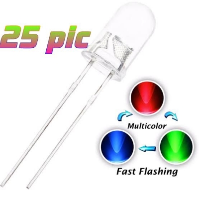Picture of RGB 3 colour 5mm Round led 25 pice