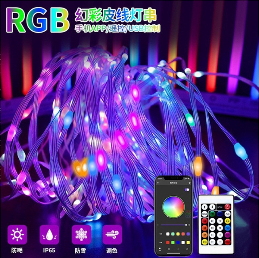 Picture of light string 5V fantasy color leather wire light Bluetooth APP voice control string light net celebrity atmosphere light point control