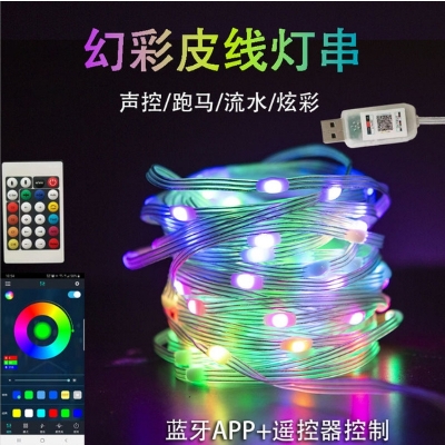 Picture of light string 5V fantasy color leather wire light Bluetooth APP voice control string light net celebrity atmosphere light point control