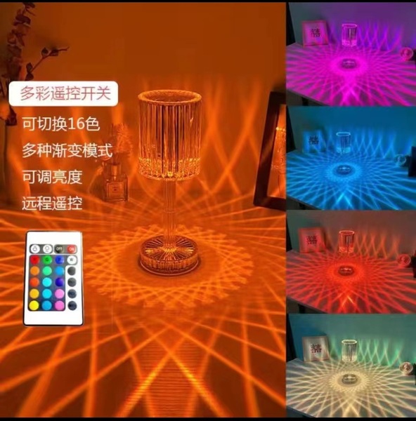 Picture of Crystal Table Lamp Touch Remote Control Night Lamp Rechargeable Bedside Lamp Night Lights Acrylic Home Decor Lighti Decoration