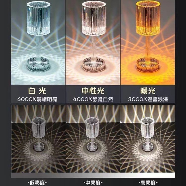 Picture of Crystal Table Lamp Touch Remote Control Night Lamp Rechargeable Bedside Lamp Night Lights Acrylic Home Decor Lighti Decoration