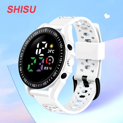 Picture of LED Digital Watch Color Screen Splash-proof Long Endurance Round Dial Date Display Wristwatch Sport Fitness Electronic Watch