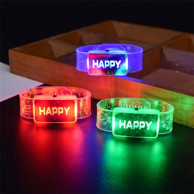 Picture of Led Glow Neon Light Up Bracelets Colorful Flash Bracelet Wristbands Glow In The Dark Party Supply Wedding Christmas Party Favor