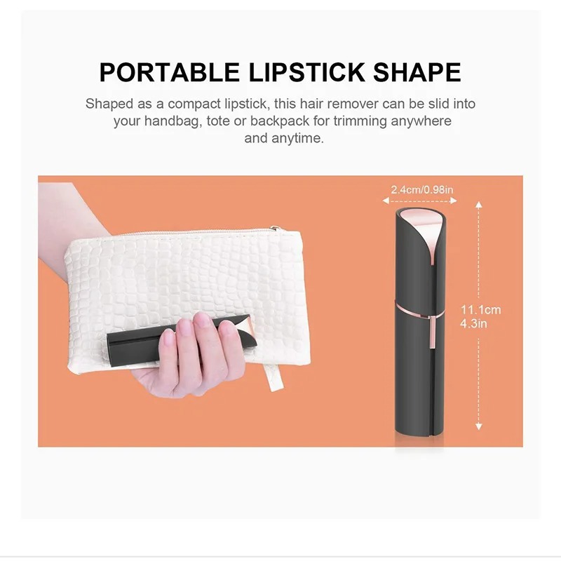 Picture of Portable Lipstick Shaped Electric Hair Remover For Women Painless And Effective Facial Hair Removal Home Razor Shaver Tool