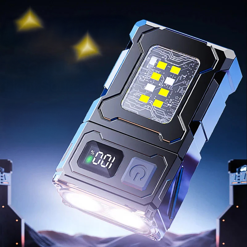 Picture of Multifunctional COB Flashlight Ajustable Angle LED Outdoor Torch Portable Keychain Light Magnetic Camping Warning Lamp