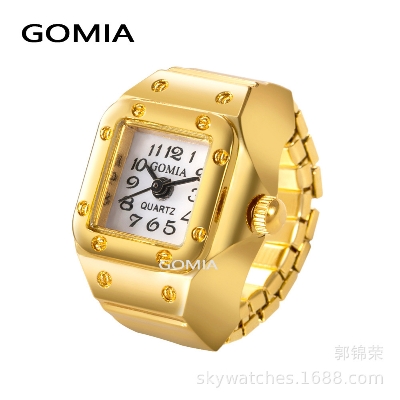 Picture of Vintage Punk Square Quartz Watch Rings For Couple Women Man Hip Hop Cool Elastic Stretchy Watch Finger Rings Fashion Jewelry