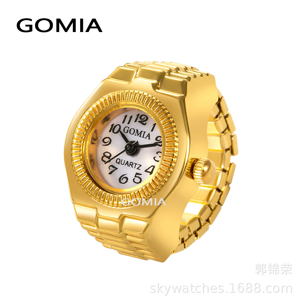 Picture of Vintage Punk Square Quartz Watch Rings For Couple Women Man Hip Hop Cool Elastic Stretchy Watch Finger Rings Fashion Jewelry