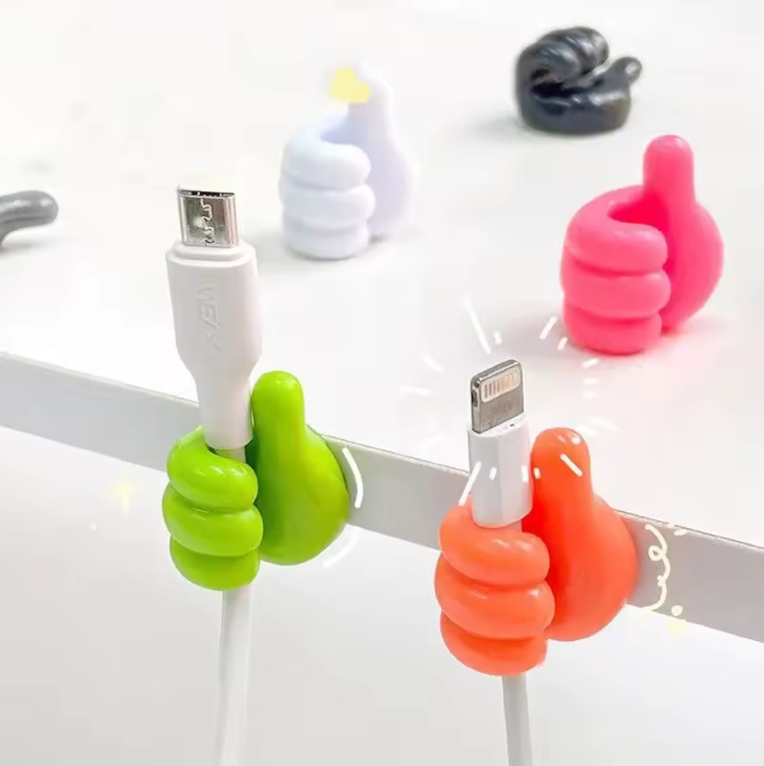 Picture of Silicone Thumb Wall Hooks, Self Adhesive Thumb Hook Multifunction Cable Clips Creative Holder Wall Hangers for Storage (multicolor-5pcs)