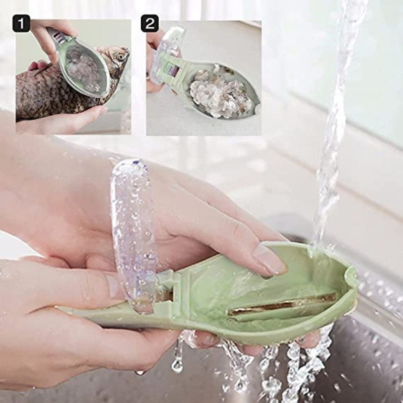 Picture of Portable Fish Skin Brush Scraping Fish Scale Brush Cleaning Knife Fast Remove Fish Peeling Scraper Fish Scaler Kitchen Supplies