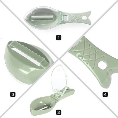 Picture of Portable Fish Skin Brush Scraping Fish Scale Brush Cleaning Knife Fast Remove Fish Peeling Scraper Fish Scaler Kitchen Supplies