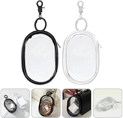 Picture of Round PVC Transparent Cosmetic Bag Jewelry Organizer Waterproof Travel Portable Data Cable Earphone Coin Charger Storage Pouches