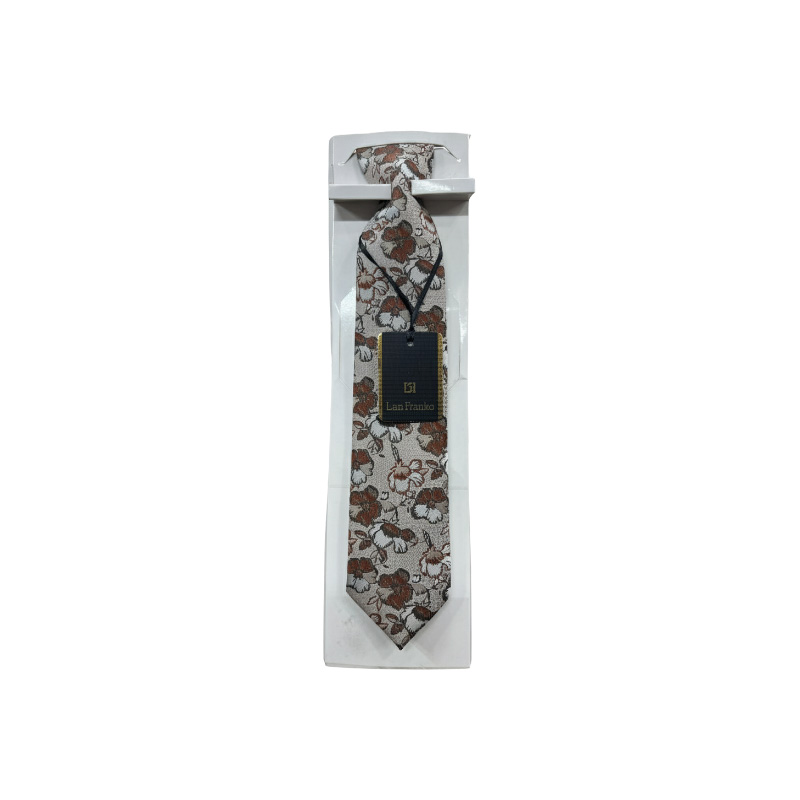 Silver And Brown Flower Design Embroidery Formal Neck Tie For Men Raazonline shop bangladeshothoba.com