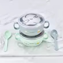 Picture of Baby Feeding Bowl with Lids Stainless Steel Insulated Bowl Spoon Set