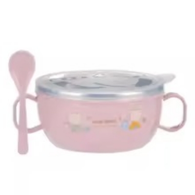 Picture of Baby Feeding Bowl with Lids Stainless Steel Insulated Bowl Spoon Set