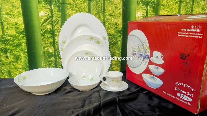 Picture of 52 Pcs Pyrex Opal Glassware White Oven Save Dinner Set - Dinner Set