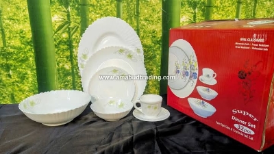 Picture of 52 Pcs Pyrex Opal Glassware White Oven Save Dinner Set - Dinner Set