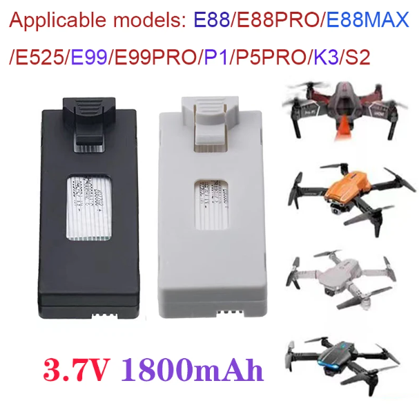 Picture of Drone Battery 3.7V 1800mAh RC Drone Battery Rechargeable for E88, E88 PRO, E99 PRO, K3, E525 PRO Mini Uav Drone Battery