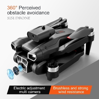Picture of Drone 4K HD 3 Camera ESC Obstacle Avoidance Brushless Motor Foldable Drone - Black with Laser Sensor t