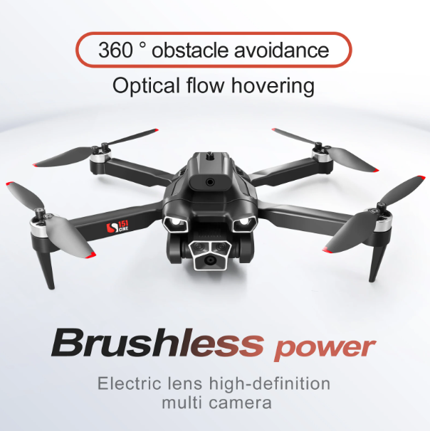 Picture of Drone 4K HD 3 Camera ESC Obstacle Avoidance Brushless Motor Foldable Drone - Black with Laser Sensor t