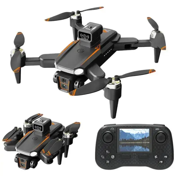 Picture of Drone with Display Remote 4K WIFI FPV Drone Dual Full HD Camera Dual Battery Dual Brush Foldable RC Qudcopter Drone Camera