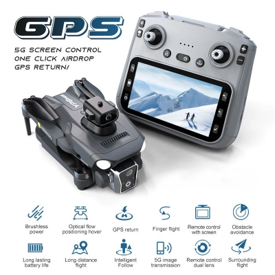 Picture of BIG [REMOTE DISPLAY] G.P.S Professional Drone 4K Camera FPV Brushless Obstacle Avoidance Remote Control with Foldable Screen RC Quadcopter (8GB Memory+Card Reader Free)