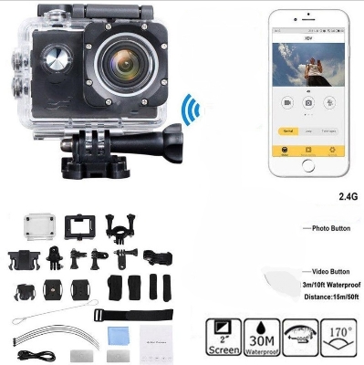 Picture of Ultra HD Action Camera 12MP 2" LCD 30M Waterproof 170D Remote Control Helmet Bicycle Video Camera Outdoor Sport Cam