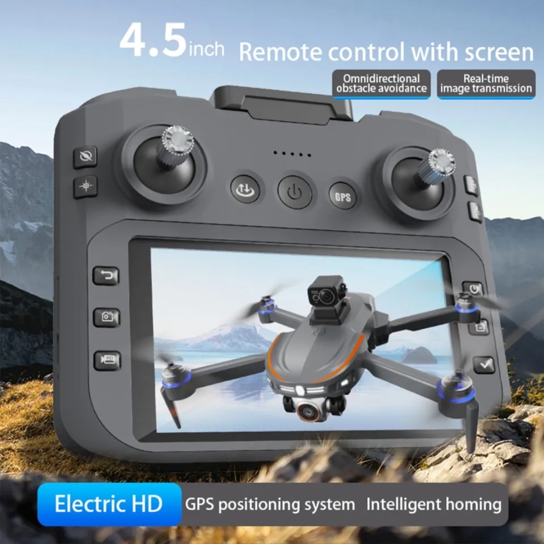 Picture of BIG [REMOTE DISPLAY] G.P.S Drone With Laser Sensor 4K Dual Cameras Foldable Quadcopter Obstacle Avoidance Optical Wifi Gimbal Helicopter Drone Professional 3 Batteries (8GB Memory + Card Reader Free)