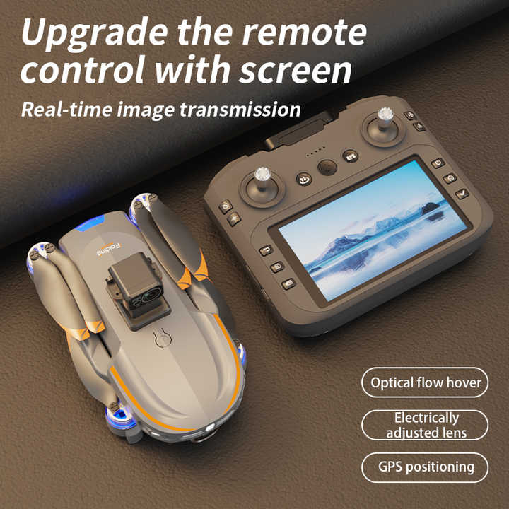 Picture of BIG [REMOTE DISPLAY] G.P.S Drone With Laser Sensor 4K Dual Cameras Foldable Quadcopter Obstacle Avoidance Optical Wifi Gimbal Helicopter Drone Professional 3 Batteries (8GB Memory + Card Reader Free)