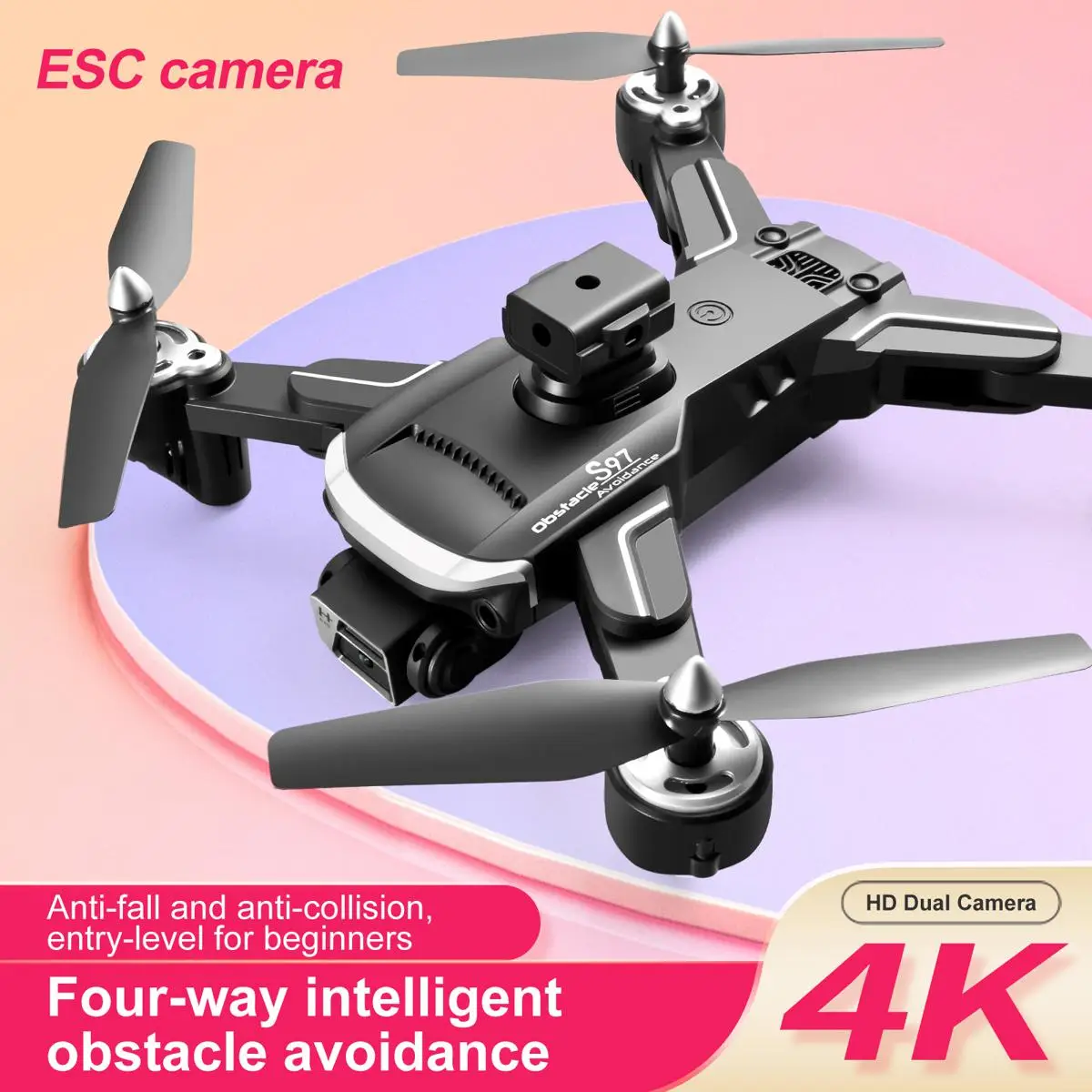 Picture of New Drone WIFI 4k Profesional HD Dual Camera WiFi Fpv Obstacle Avoidance Quadcopter Foldable ESC Trajectory Flight Rc Drone