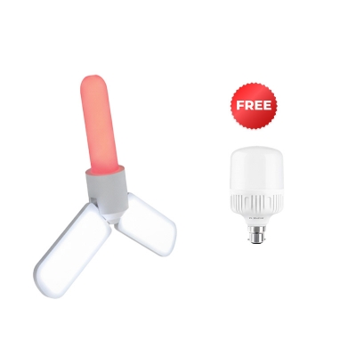 Picture of Fordable Rgb Led Fan Light Blade Ac 95-265V 45W B22 Bulb Super Bright Angle Adjustable Home Ceiling Lights 5W Led 1 Pic Free, - Light