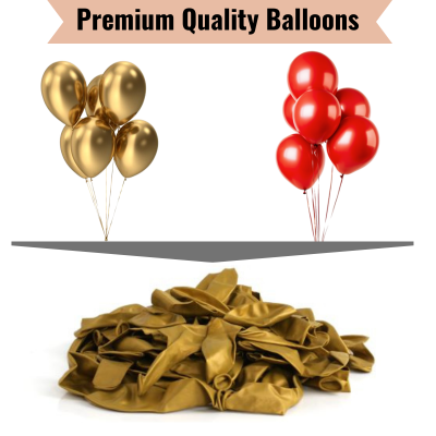 Bride To Be Party Decoration Package – Banner with Golden & Red Metallic Balloons, Confetti Balloons & Arch Kit (48 Pieces)