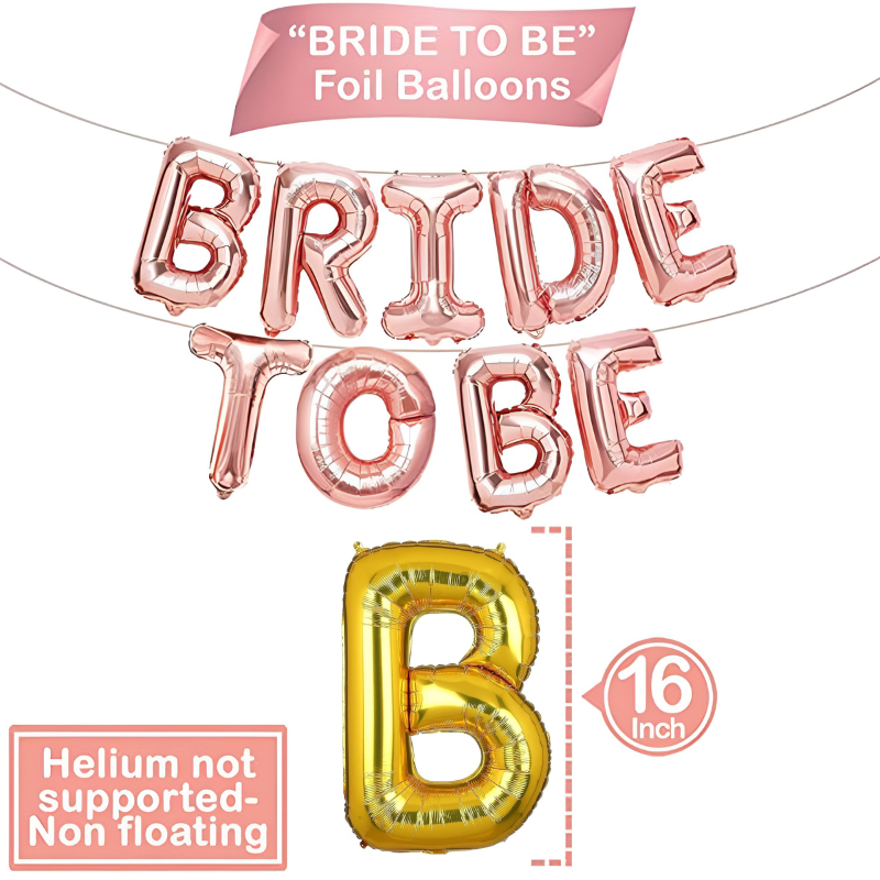 Bride To Be Party Decoration Set – Foil Banner, Garland Arch Kit, Metallic Balloons & Confetti Balloons (63 Pieces)