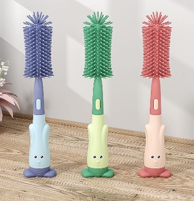 Picture of 3 in 1 Multifunctional Cup Cleaning Brush Travel Water Bottle Brush Cleaner Set Nylon Straw Cleaner Silicone Baby Bottle Brush